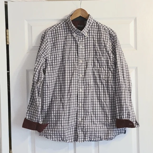 Van Heusen | Shirts | Van Heusen Maroon Navy Plaid Dress Shirt Slim Fit |  Poshmark